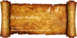 Árpás András névjegykártya